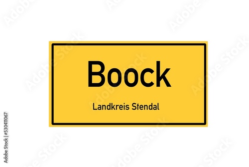 Isolated German city limit sign of Boock located in Sachsen-Anhalt photo