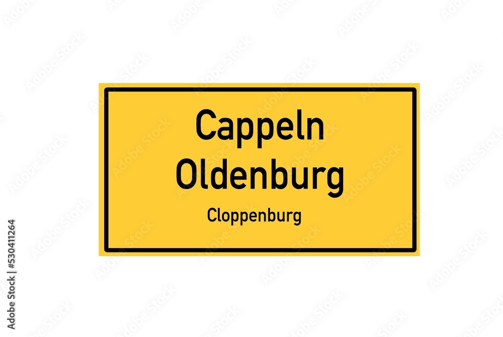 Isolated German city limit sign of Cappeln Oldenburg located in Niedersachsen Isolated German city limit sign of Cappeln Oldenburg located in Niedersachsen