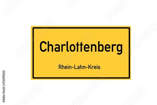 Isolated German city limit sign of Charlottenberg located in Rheinland-Pfalz