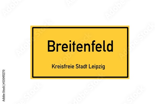 Isolated German city limit sign of Breitenfeld located in Sachsen photo