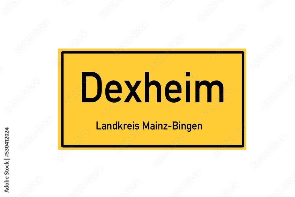 Isolated German city limit sign of Dexheim located in Rheinland-Pfalz Isolated German city limit sign of Dexheim located in Rheinland-Pfalz