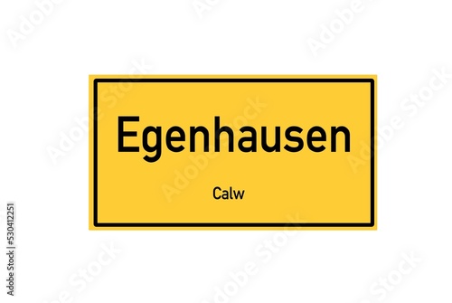 Isolated German city limit sign of Egenhausen located in Baden-W�rttemberg