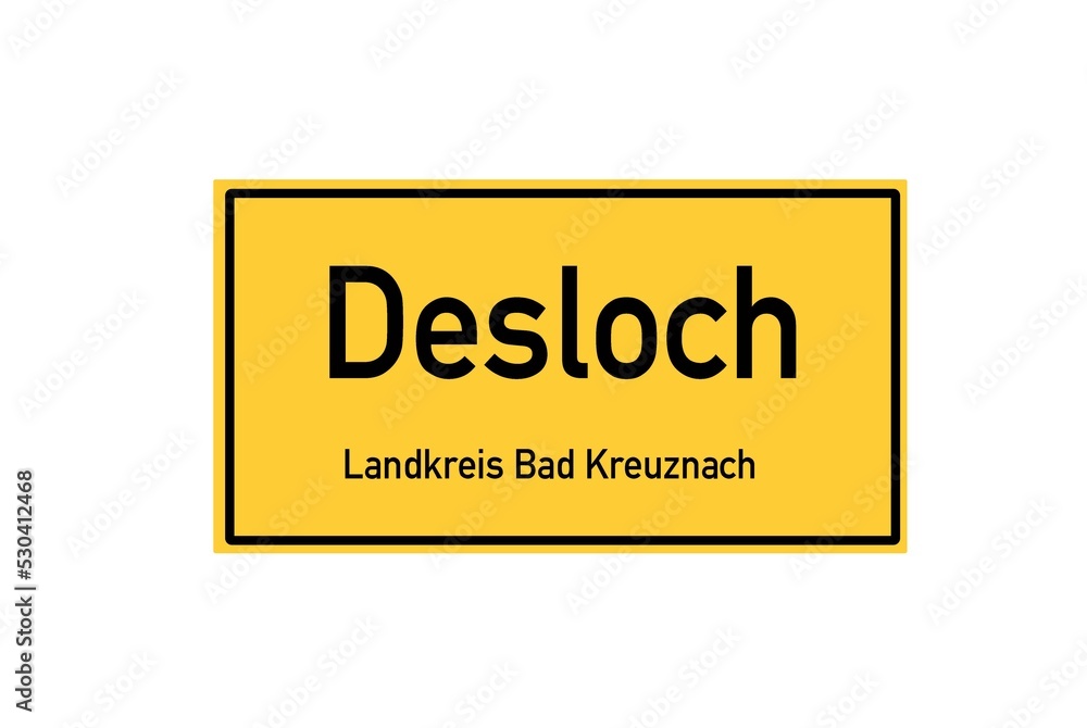 Isolated German city limit sign of Desloch located in Rheinland-Pfalz