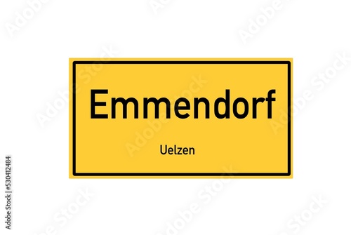 Isolated German city limit sign of Emmendorf located in Niedersachsen photo