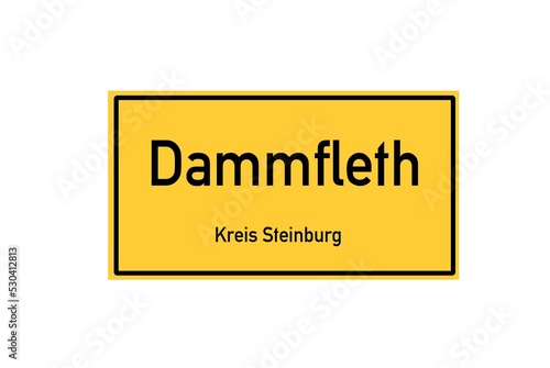 Isolated German city limit sign of Dammfleth located in Schleswig-Holstein