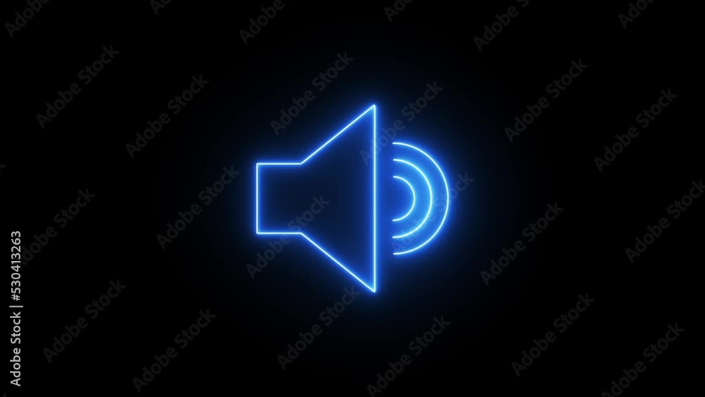 Neon glowing sound icon on black background Neon glowing sound icon on black background