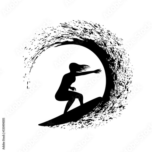surfer on the wave vector illustration