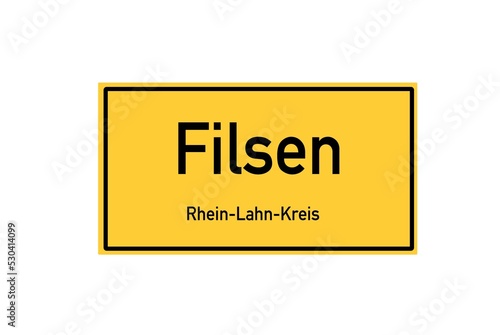 Isolated German city limit sign of Filsen located in Rheinland-Pfalz photo