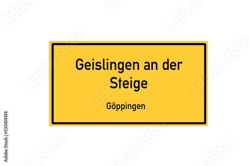 Isolated German city limit sign of Geislingen an der Steige located in Baden-W�rttemberg photo
