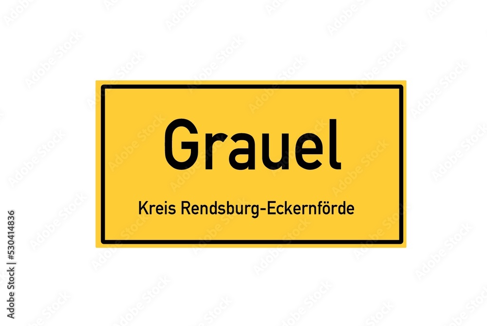Isolated German city limit sign of Grauel located in Schleswig-Holstein