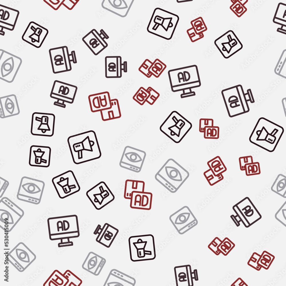 Set line Megaphone, Advertising, Personal information collection and on seamless pattern. Vector Set line Megaphone, Advertising, Personal information collection and on seamless pattern. Vector