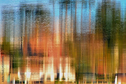 Colourful riverside landscape abstract