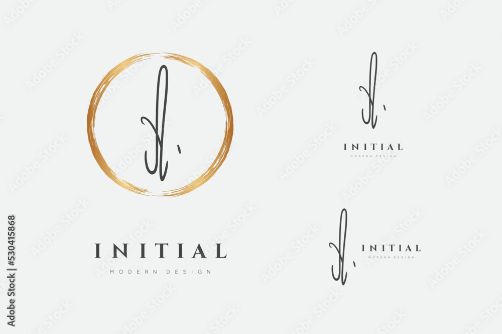 A logo. Initials letter o in gold circle. Initial signature. Design ...
