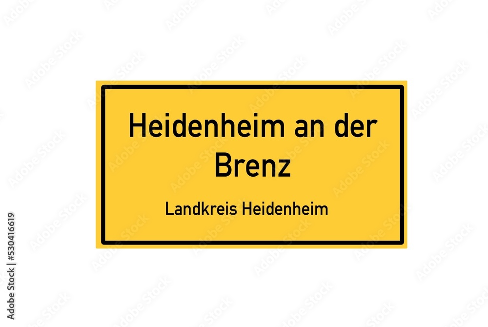 Isolated German city limit sign of Heidenheim an der Brenz located in Baden-W�rttemberg