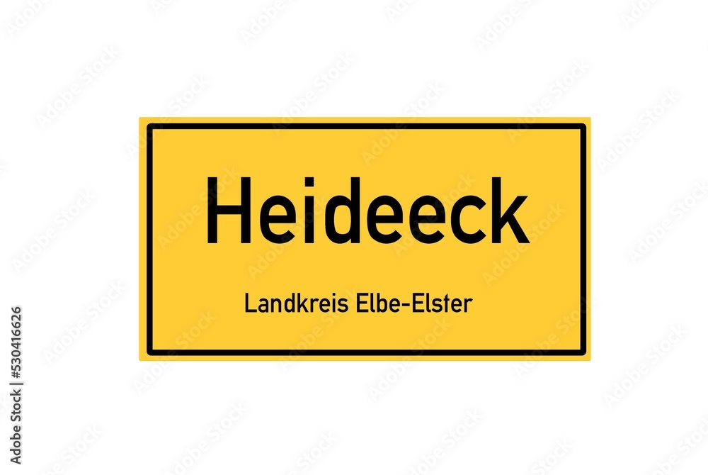 Isolated German city limit sign of Heideeck located in Brandenburg Isolated German city limit sign of Heideeck located in Brandenburg