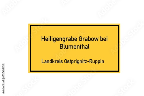 Isolated German city limit sign of Heiligengrabe Grabow bei Blumenthal located in Brandenburg photo