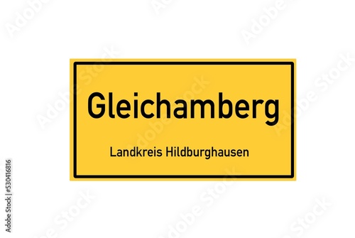 Isolated German city limit sign of Gleichamberg located in Th�ringen photo