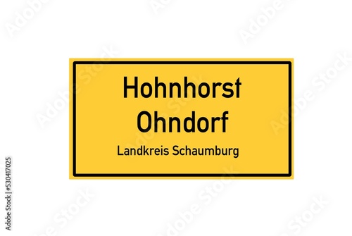 Isolated German city limit sign of Hohnhorst Ohndorf located in Niedersachsen