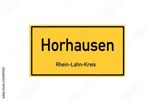 Isolated German city limit sign of Horhausen located in Rheinland-Pfalz © Rezona