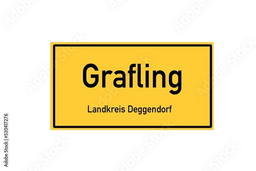 Isolated German city limit sign of Grafling located in Bayern photo