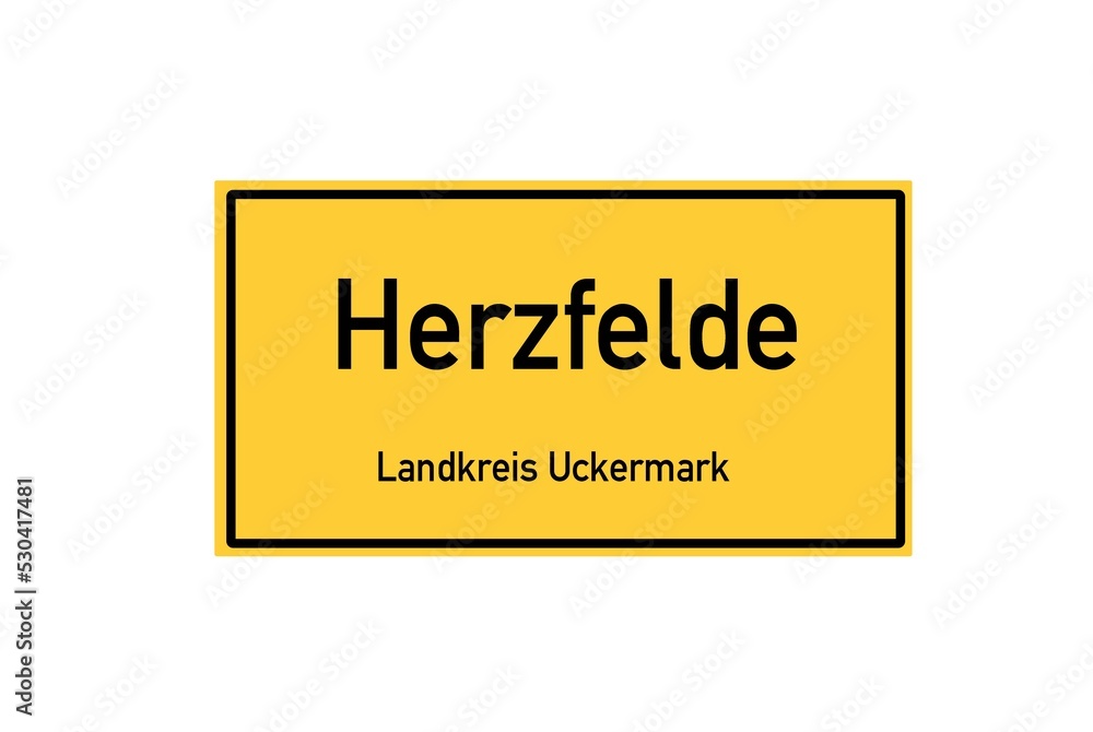 Isolated German city limit sign of Herzfelde located in Brandenburg Isolated German city limit sign of Herzfelde located in Brandenburg