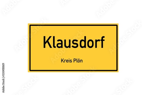 Isolated German city limit sign of Klausdorf located in Schleswig-Holstein photo