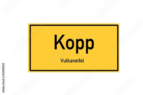 Isolated German city limit sign of Kopp located in Rheinland-Pfalz photo