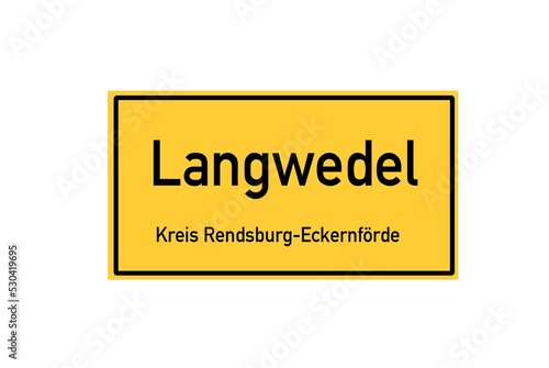 Isolated German city limit sign of Langwedel located in Schleswig-Holstein © Rezona
