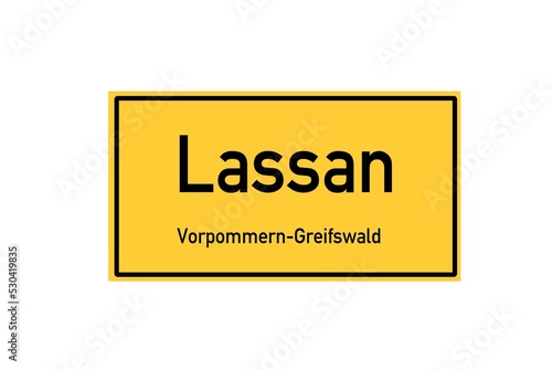 Isolated German city limit sign of Lassan located in Mecklenburg-Vorpommern photo