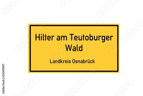 Isolated German city limit sign of Hilter am Teutoburger Wald located in Niedersachsen photo