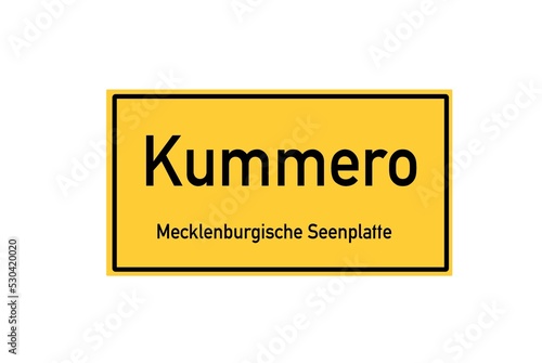 Isolated German city limit sign of Kummerow located in Mecklenburg-Vorpommern photo