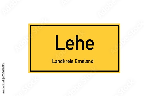 Isolated German city limit sign of Lehe located in Niedersachsen photo