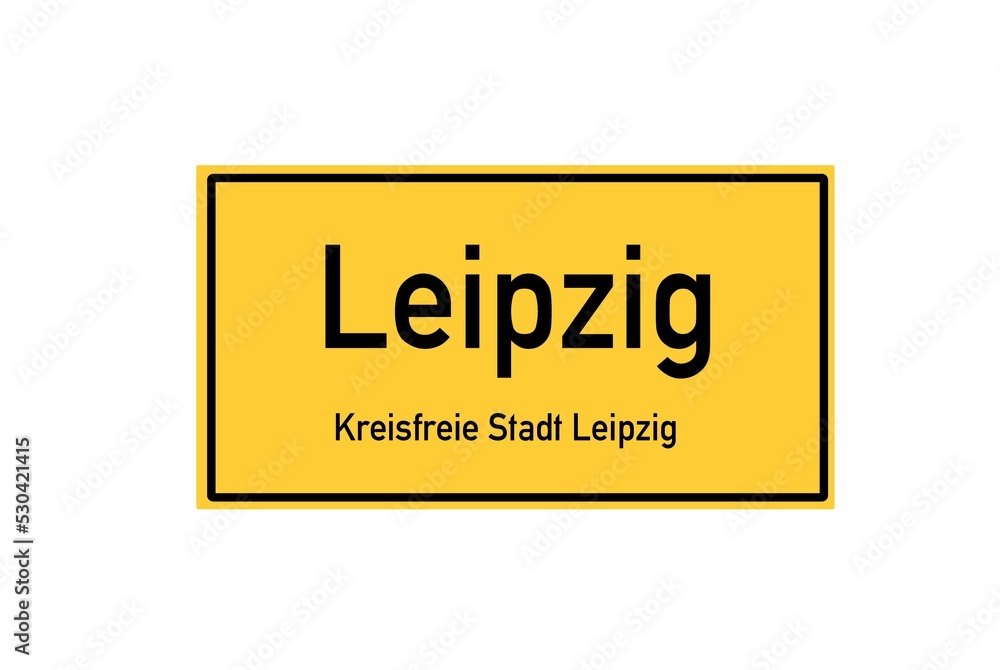 Isolated German city limit sign of Leipzig located in Sachsen
