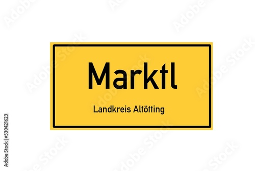 Isolated German city limit sign of Marktl located in Bayern photo