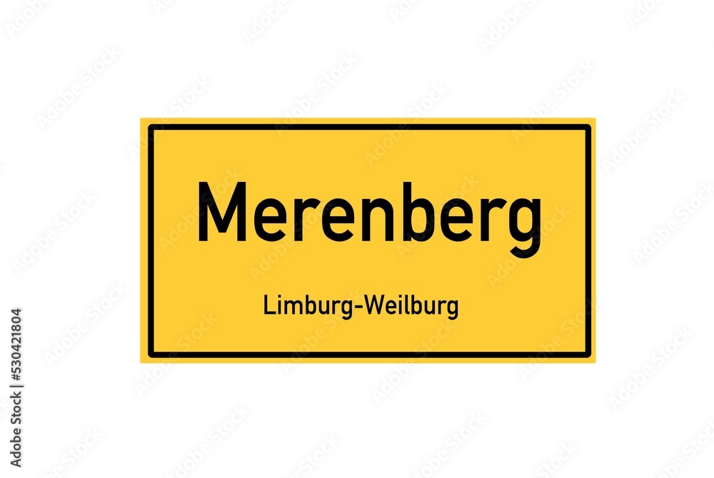 Isolated German city limit sign of Merenberg located in Hessen Isolated German city limit sign of Merenberg located in Hessen