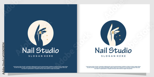 Nail logo design concept for beauty with creative element style