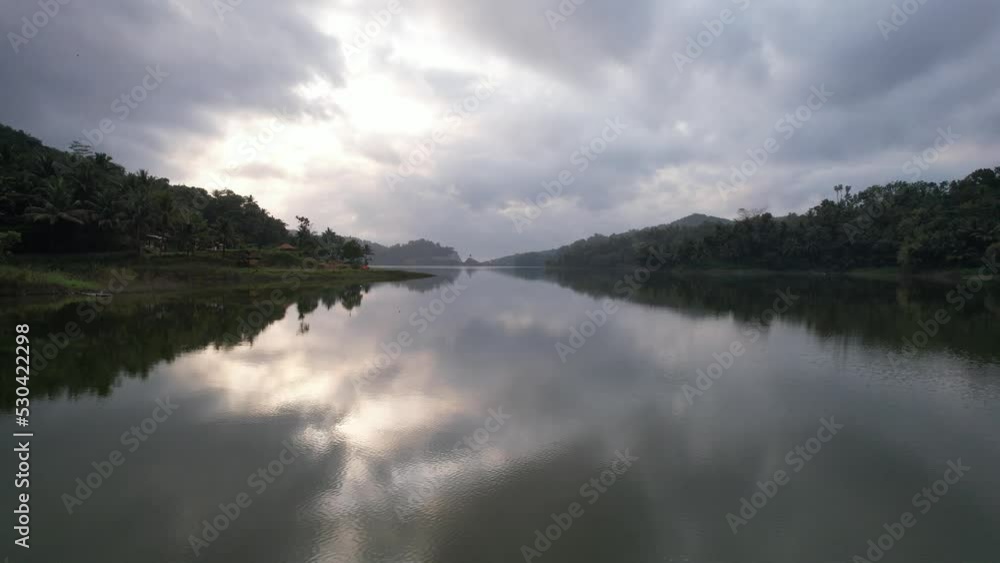 Waduk Sermo view in the morning, camp ground around Sermo Lake Waduk Sermo view in the morning, camp ground around Sermo Lake