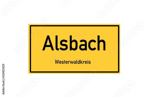 Isolated German city limit sign of Alsbach located in Rheinland-Pfalz photo