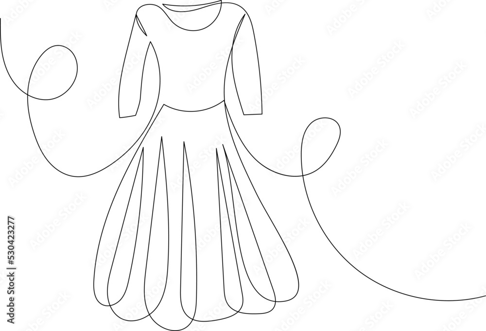 dress sketch, one continuous line drawing, vector dress sketch, one continuous line drawing, vector