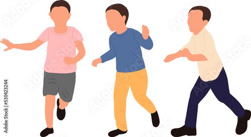flat style running kids isolated vector