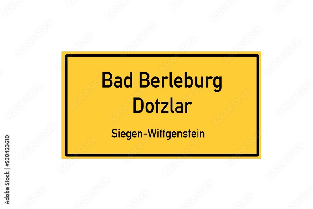 Isolated German city limit sign of Bad Berleburg Dotzlar located in Nordrhein-Westfalen Isolated German city limit sign of Bad Berleburg Dotzlar located in Nordrhein-Westfalen