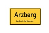 Isolated German city limit sign of Arzberg located in Sachsen