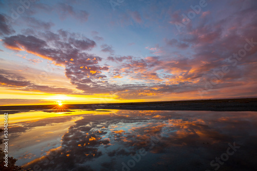 Lake on sunset