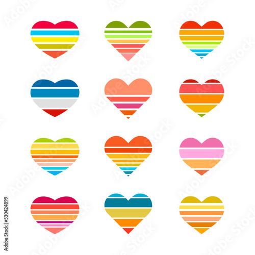 Free Download Collection of bright rainbow striped multicolored hearts - GFXLoad