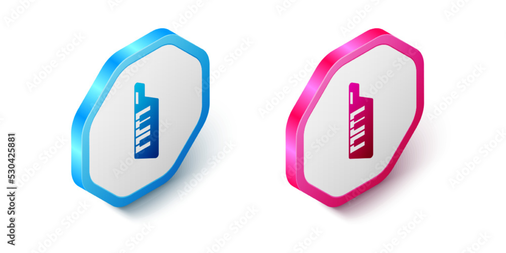 Isometric Keytar icon isolated on white background. Musical instrument. Hexagon button. Vector Isometric Keytar icon isolated on white background. Musical instrument. Hexagon button. Vector