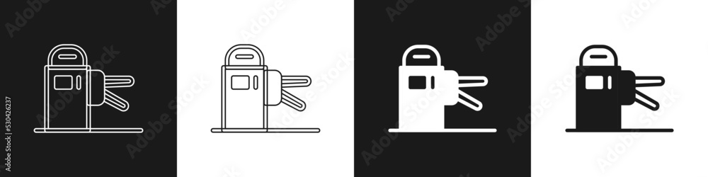 Set Turnstile icon isolated on black and white background. Vector Set Turnstile icon isolated on black and white background. Vector