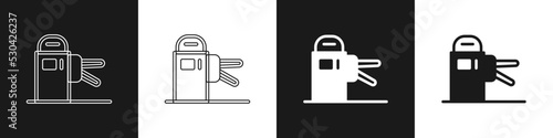 Set Turnstile icon isolated on black and white background. Vector