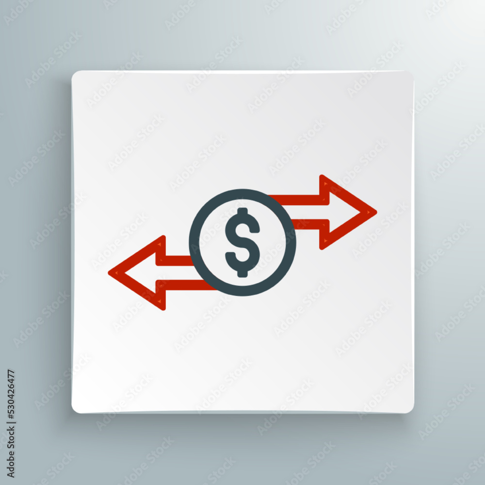Line Money exchange icon isolated on white background. Cash transfer symbol. Banking currency sign. Colorful outline concept. Vector Line Money exchange icon isolated on white background. Cash transfer symbol. Banking currency sign. Colorful outline concept. Vector