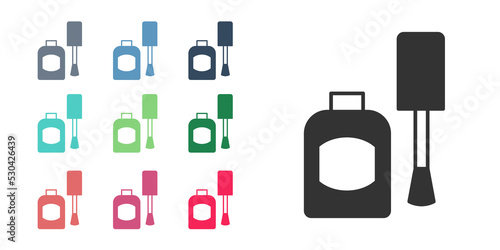 Black Bottle of nail polish icon isolated on white background. Set icons colorful. Vector