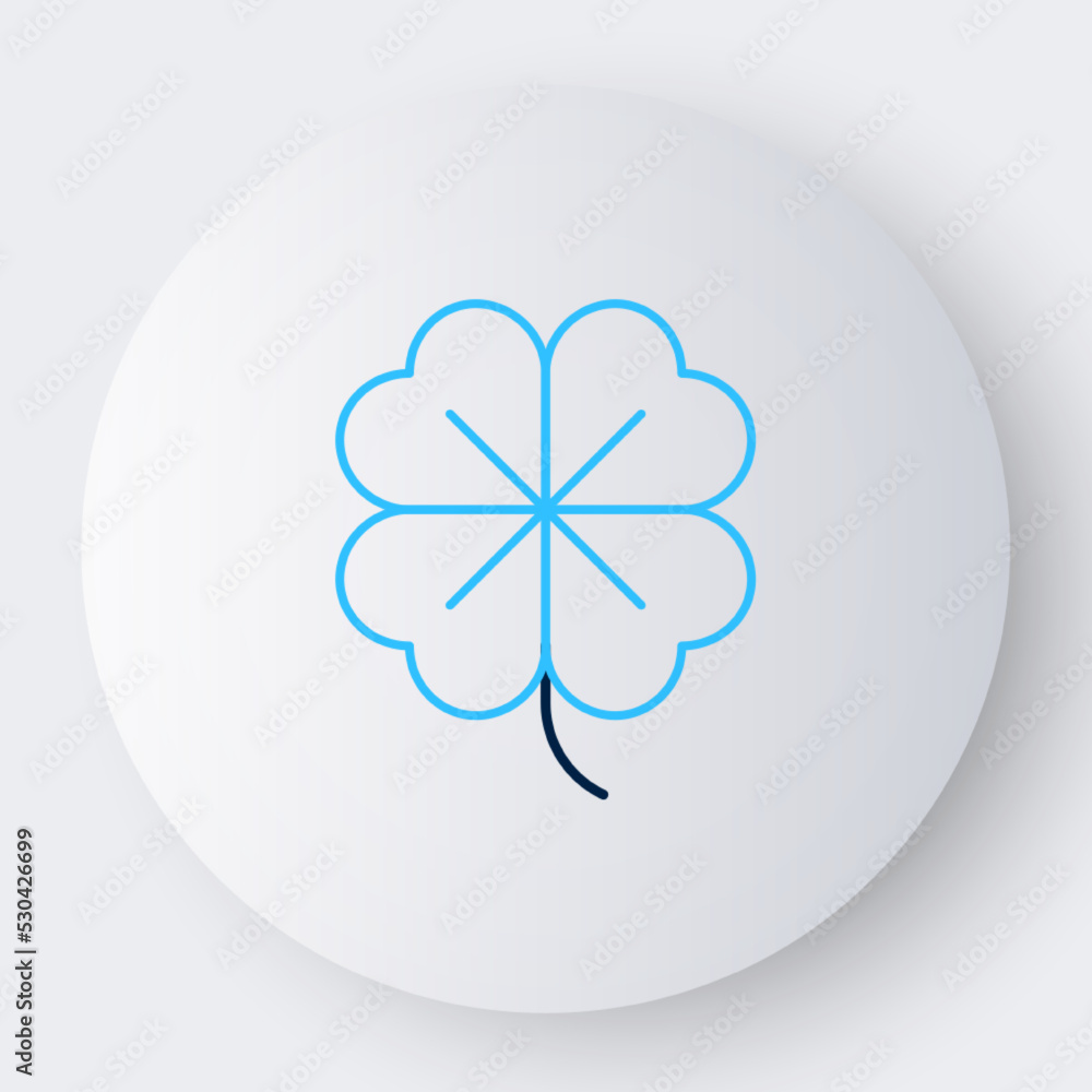 Line Four leaf clover icon isolated on white background. Happy Saint Patrick day. Colorful outline concept. Vector Line Four leaf clover icon isolated on white background. Happy Saint Patrick day. Colorful outline concept. Vector